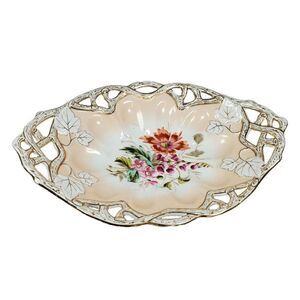 CT Altwasser Silesia Antique Serving Bowl Floral Hand Painted Scalloped 13.5"